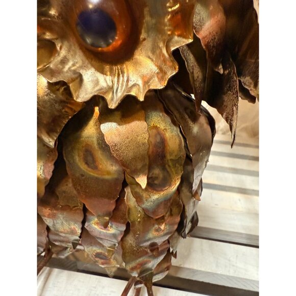 Midcentury Whimsical Torch Cut Metal Brutalist Owl Sculpture  Rustic Art Retro - Picture 11 of 16